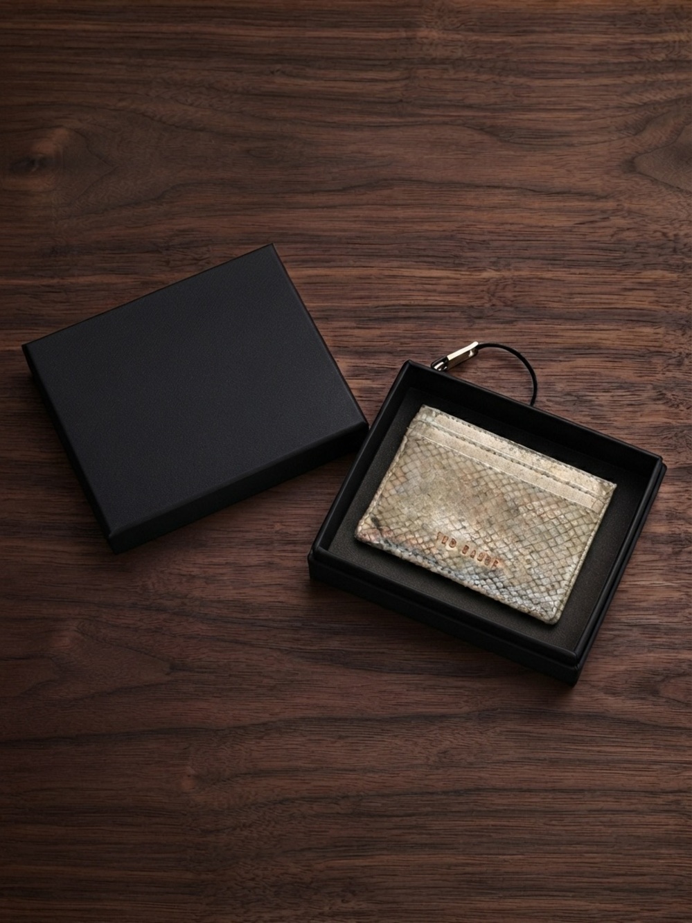 Ted Baker Snake-Texture Card Sleeve - Worn Silver